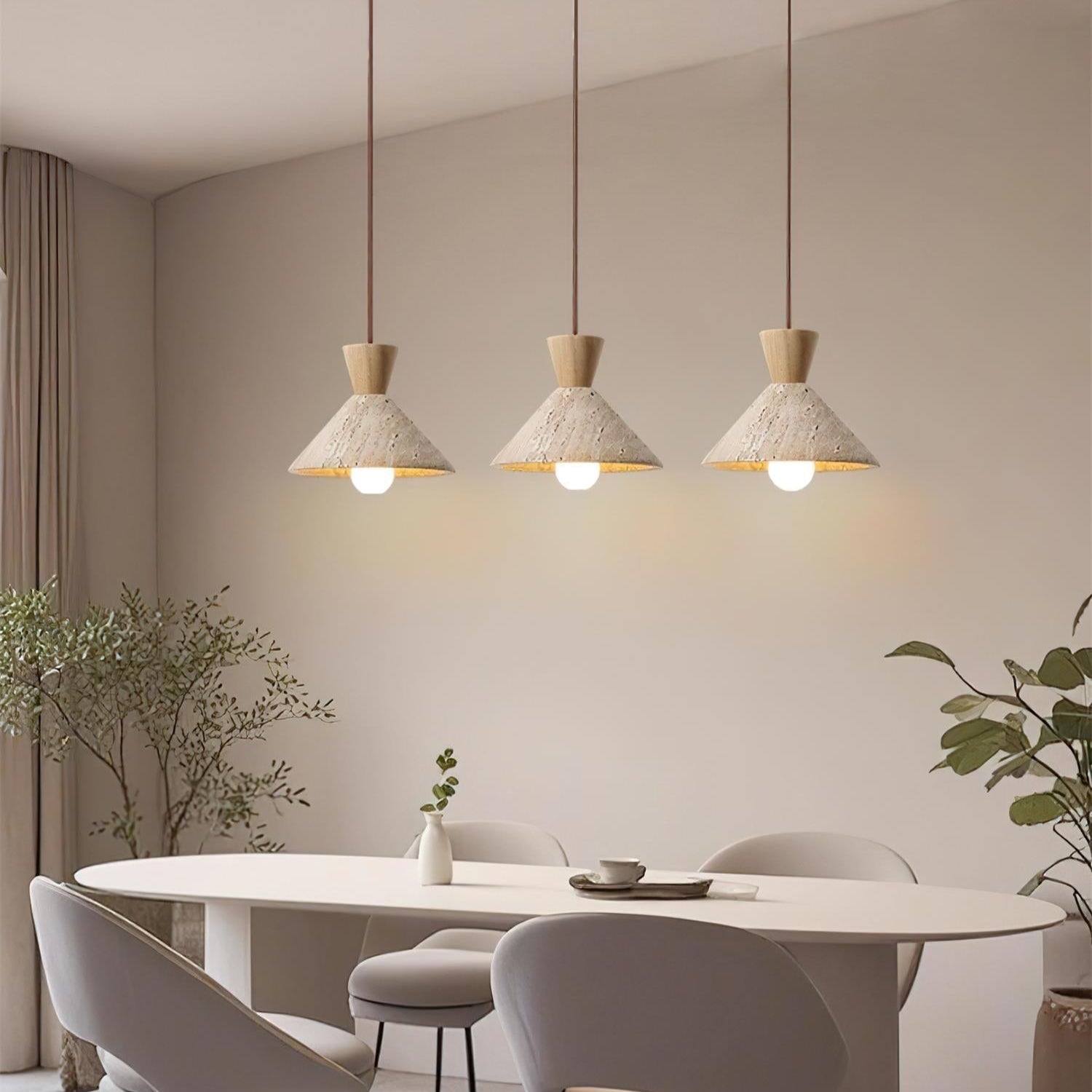 Ritta Travertine Pendant Lamp Hat Shape - Neutral Decor