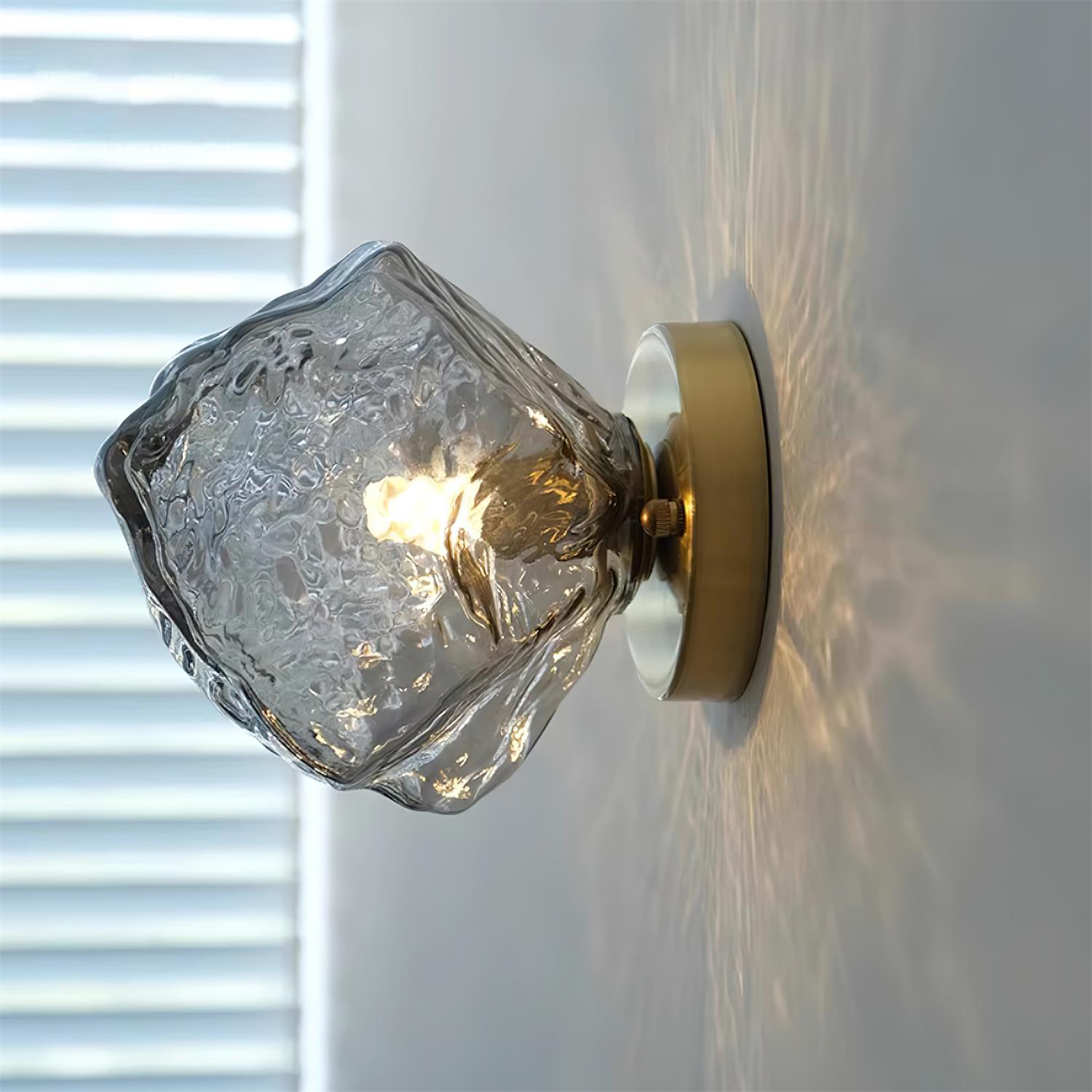 Gavli Textured Amber Glass Wall Lamp - Neutral Decor