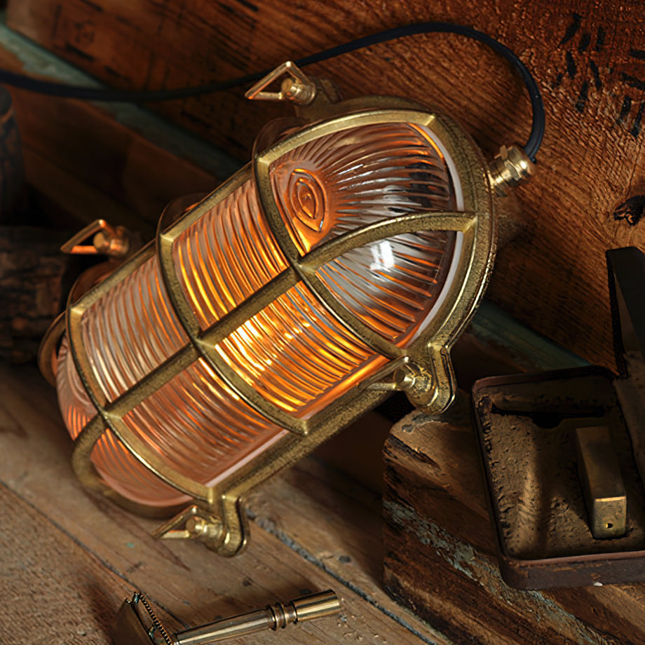 Erthearis Vintage Brass Bunker Sconce Wall Lamp - Neutral Decor