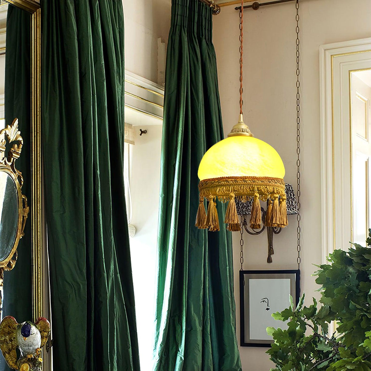 Fringe Tassels Brass Pendant Light