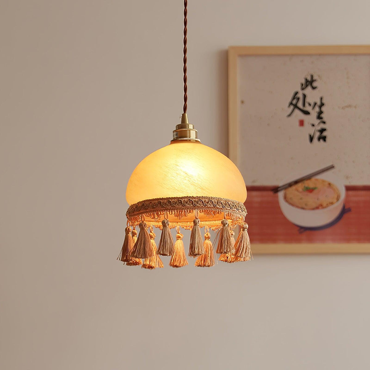 Fringe Tassels Brass Pendant Light