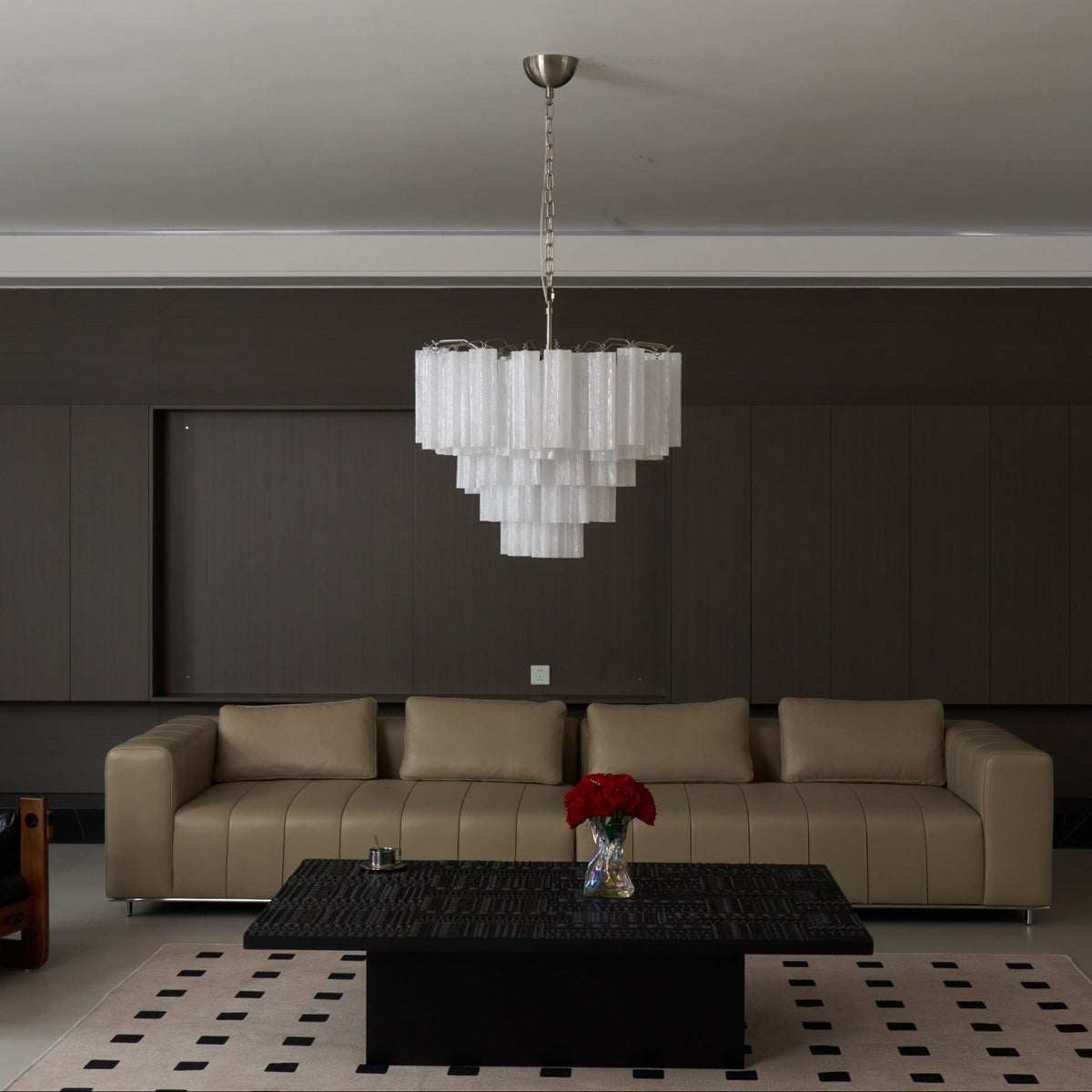 Velinaine Chandelier Frosted Murano Glass Tiered Cascade