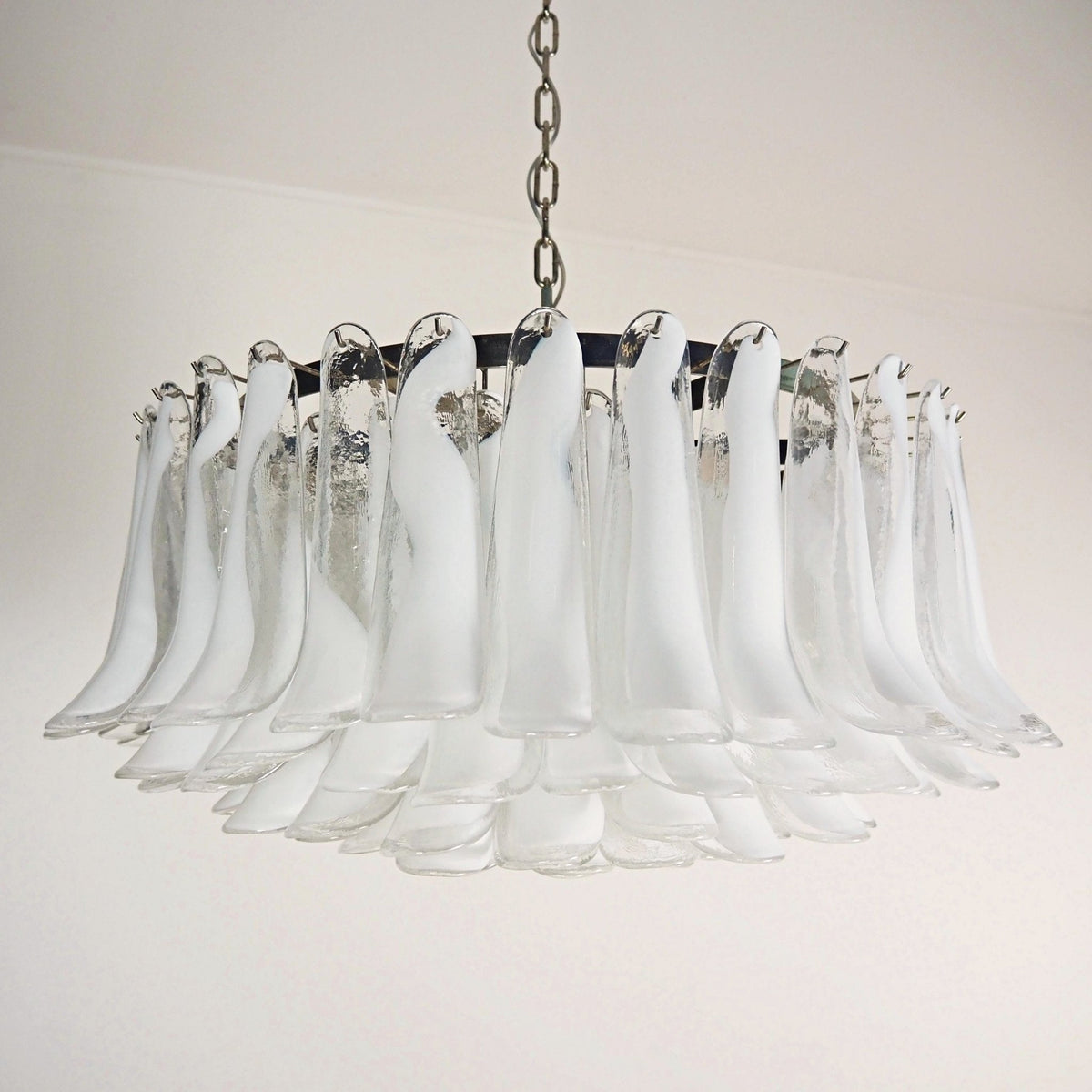 Thalion Chandelier White Murano Glass Petal Elegant