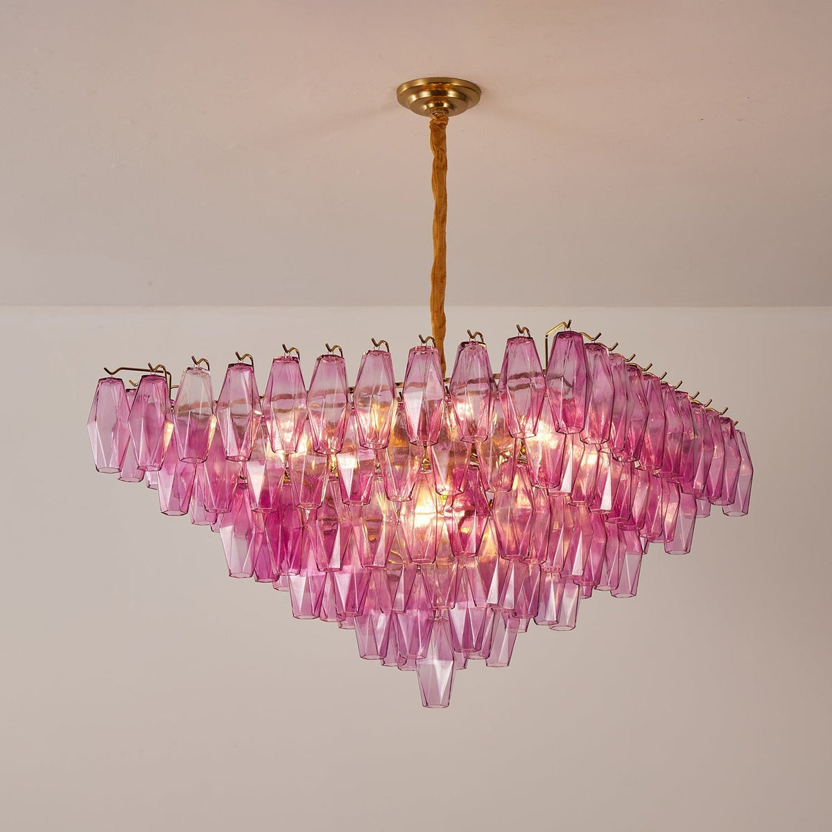 Miroian Chandelier Fuchsia Prism Inverted Pyramid