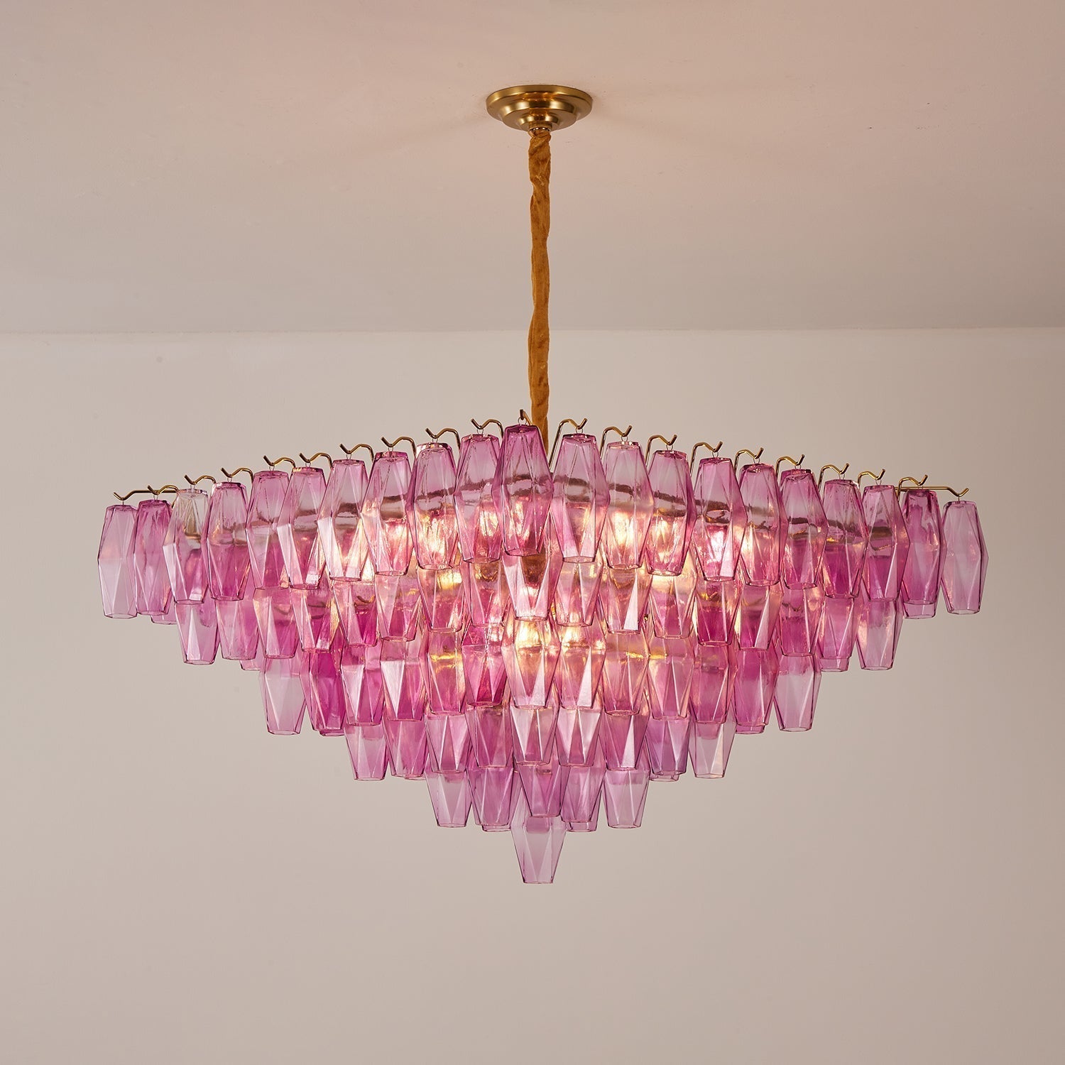 Miroian Chandelier Fuchsia Prism Inverted Pyramid
