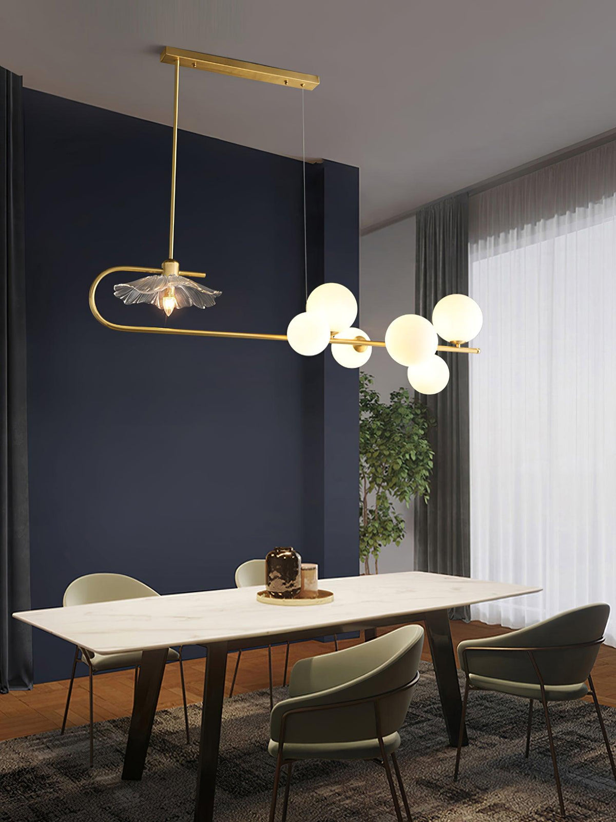 Kael Pendant Lamp Golden Glass Brass