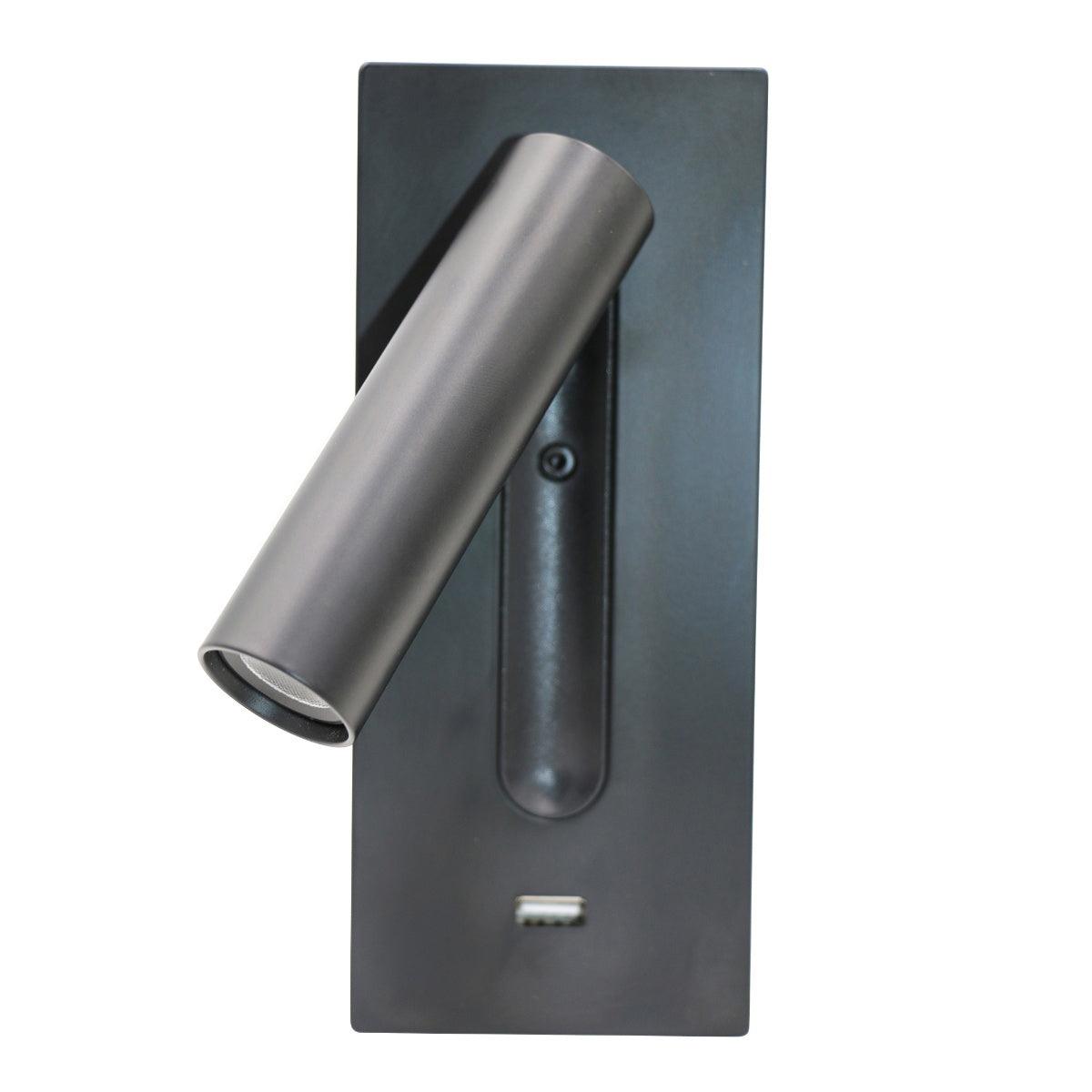Sothis Modern Minimalist Bedside USB Black Wall Light