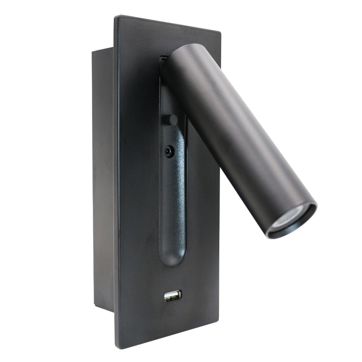 Sothis Modern Minimalist Bedside USB Black Wall Light