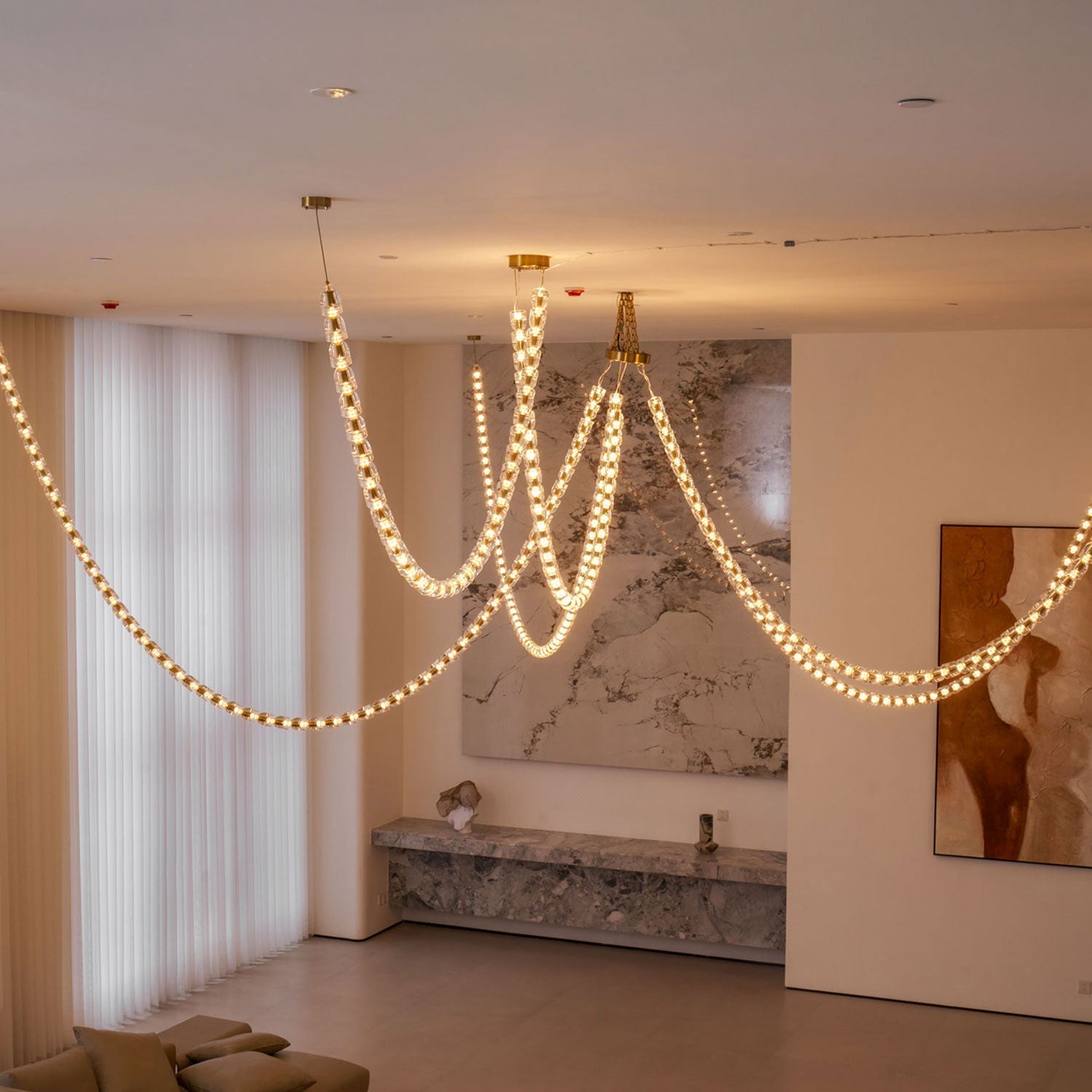 Elyisaine Chandelier Crystal Gold LED 3-Line