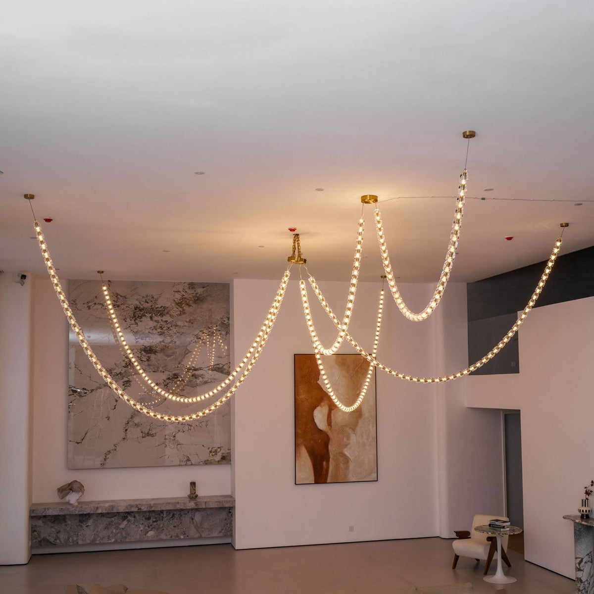 Elyisaine Chandelier Crystal Gold LED 3-Line