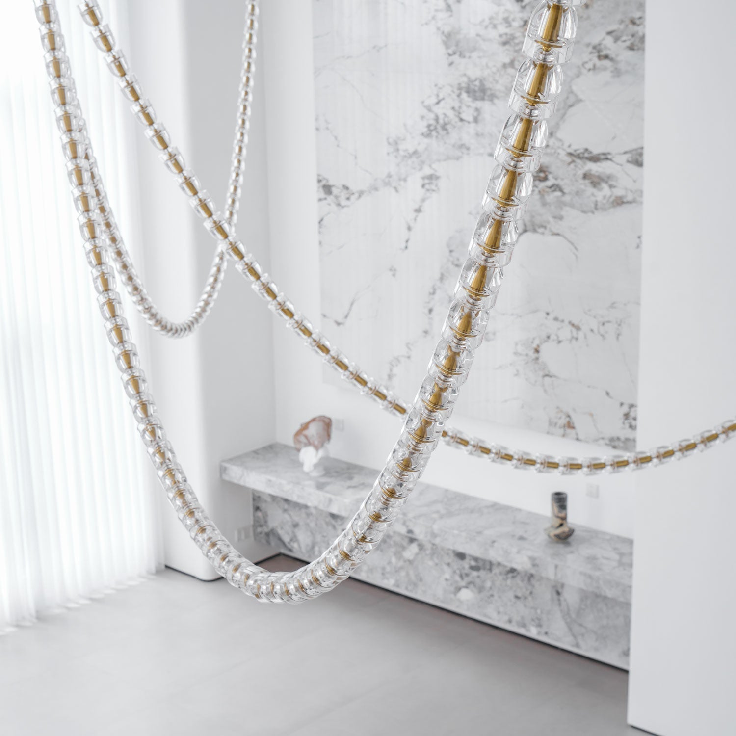 Elyisaine Chandelier Crystal Gold LED 3-Line