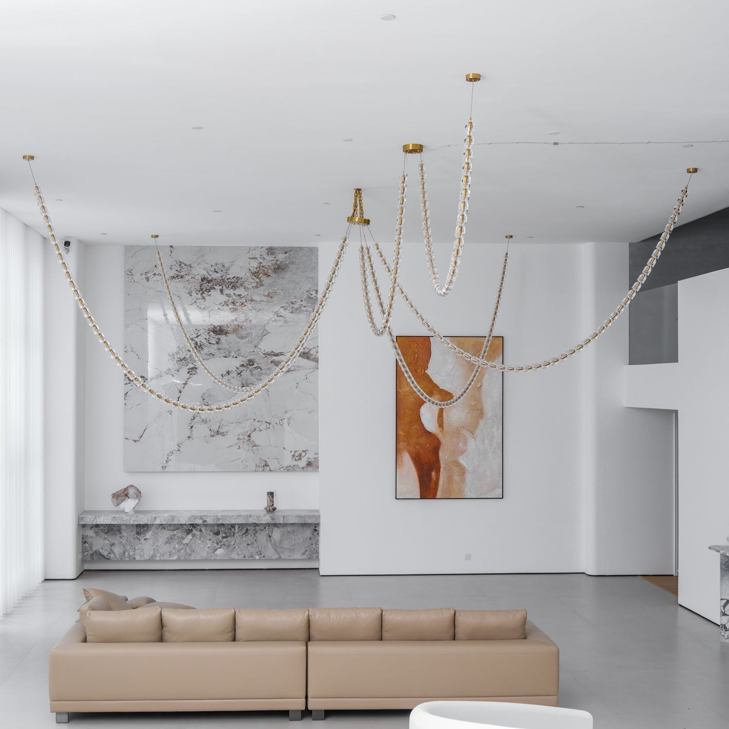 Elyisaine Chandelier Crystal Gold LED 3-Line