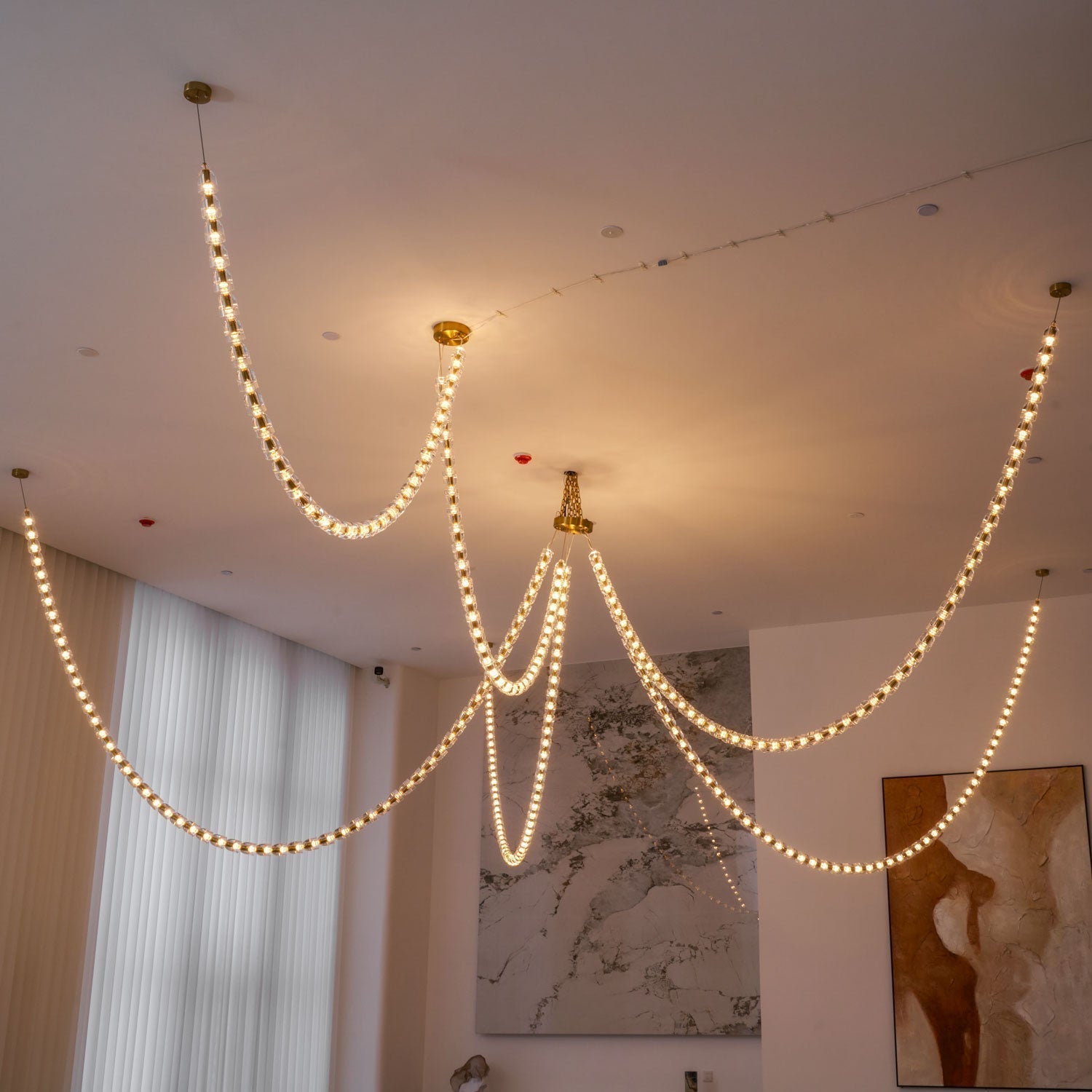 Elyisaine Chandelier Crystal Gold LED 3-Line