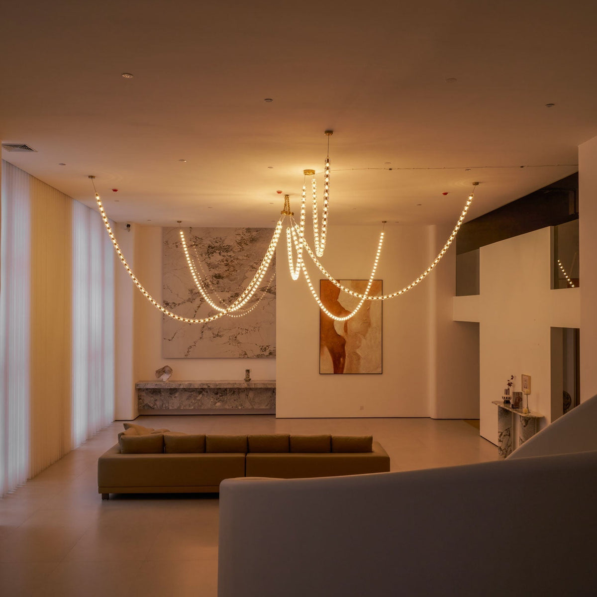 Elyisaine Chandelier Crystal Gold LED 3-Line