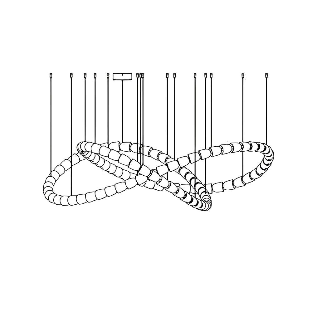Elyisaine Chandelier Crystal Gold LED 3-Line