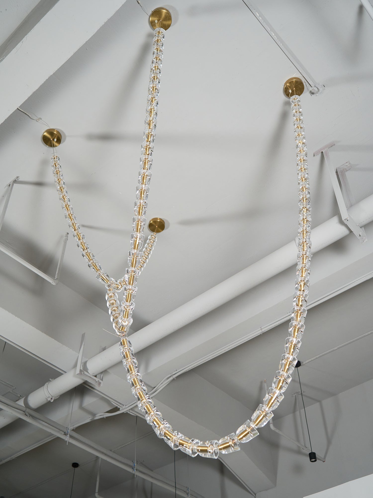 Elyisaine Chandelier Crystal Gold LED 3-Line