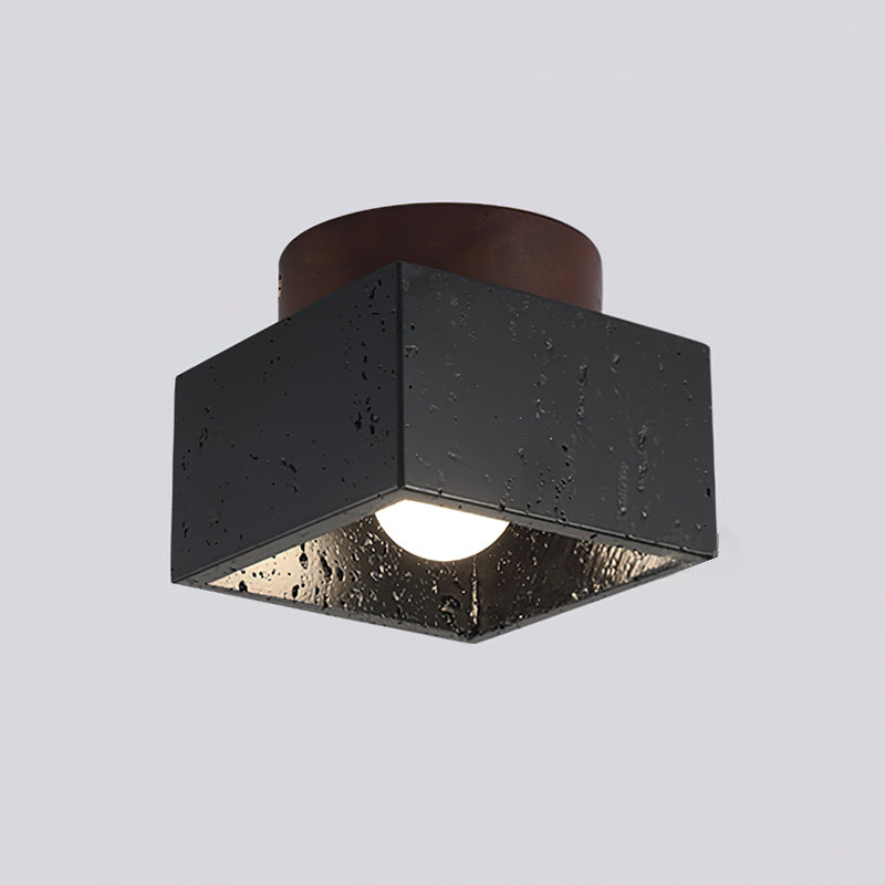 Ritta Sqaure&Round Ceiling Light Black& Yellow Travertine - Neutral Decor