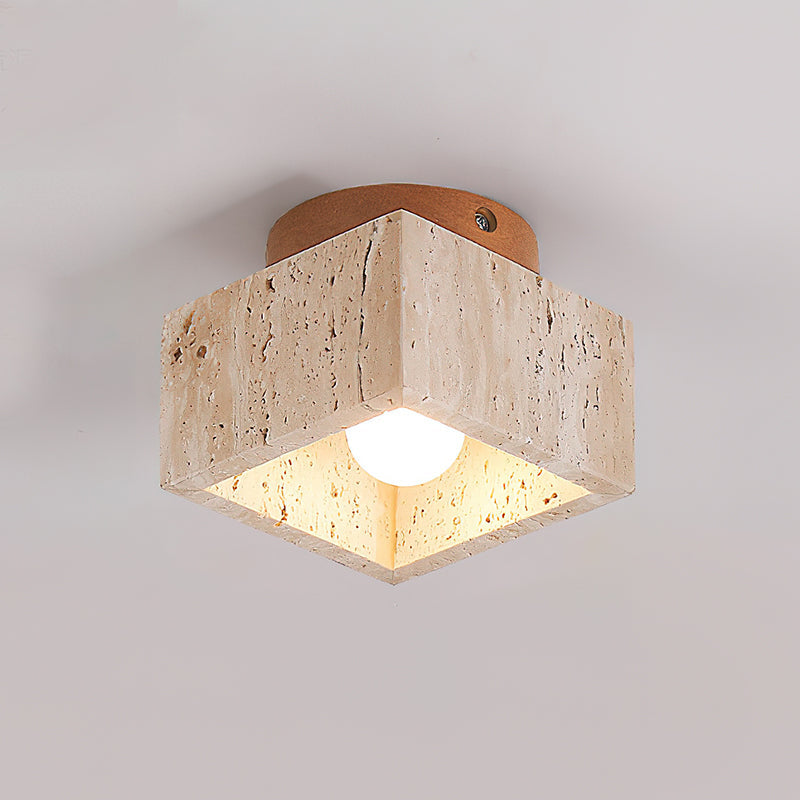 Ritta Sqaure&Round Ceiling Light Black& Yellow Travertine - Neutral Decor