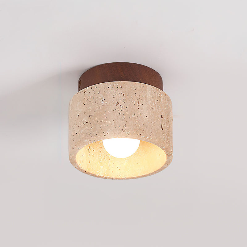 Ritta Sqaure&Round Ceiling Light Black& Yellow Travertine - Neutral Decor