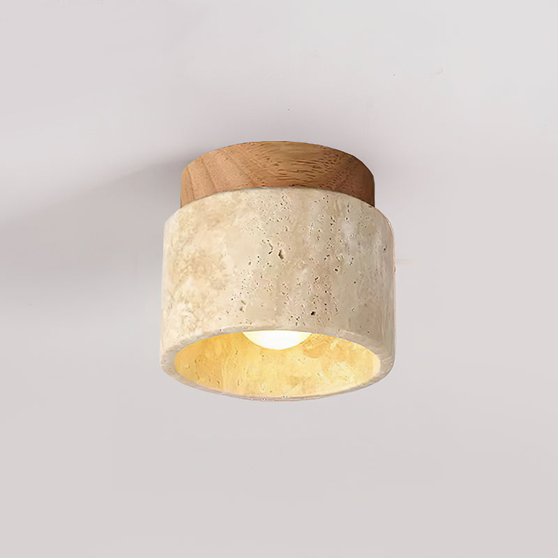 Ritta Sqaure&Round Ceiling Light Black& Yellow Travertine - Neutral Decor