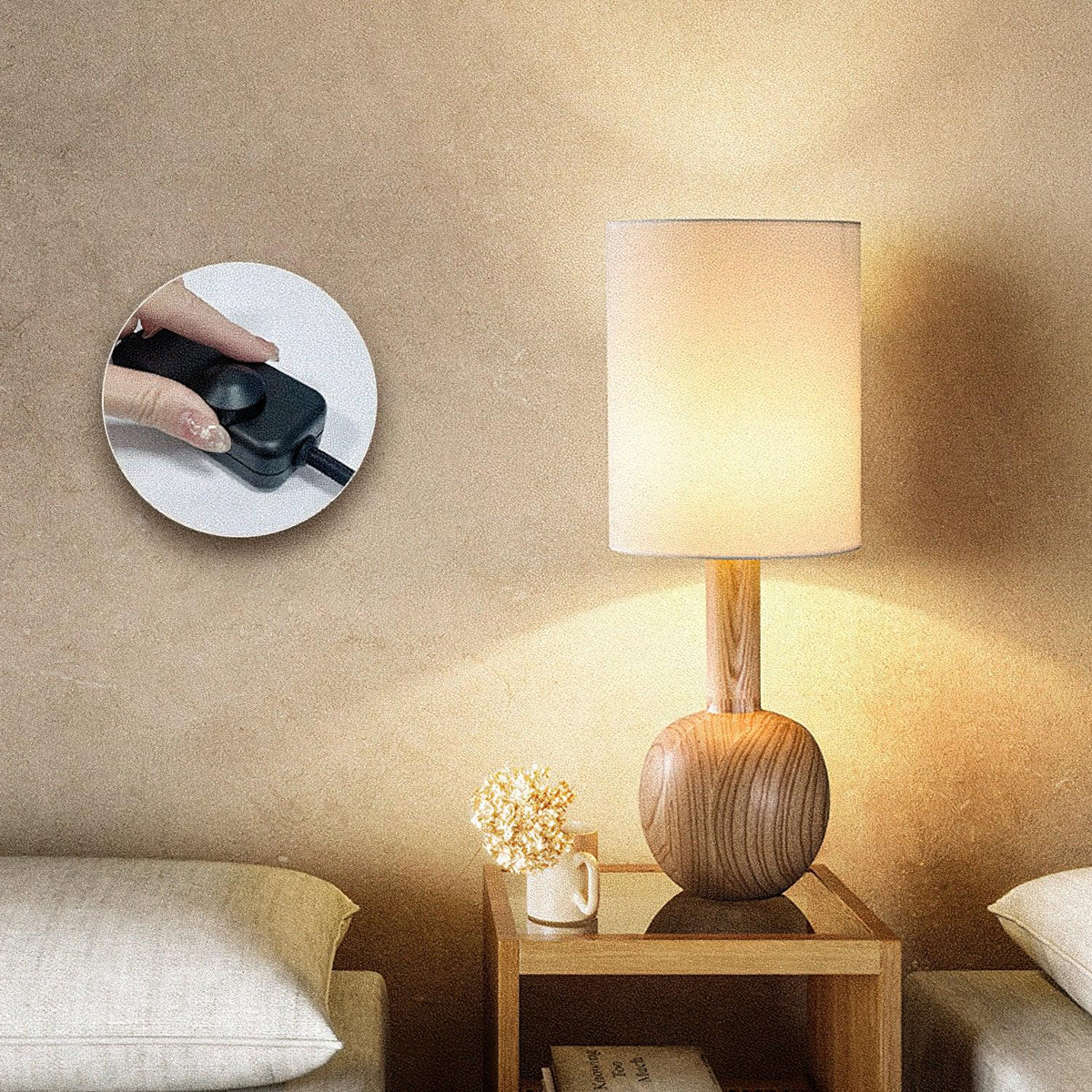 Ravmis Wooden Rustic Table Lamp