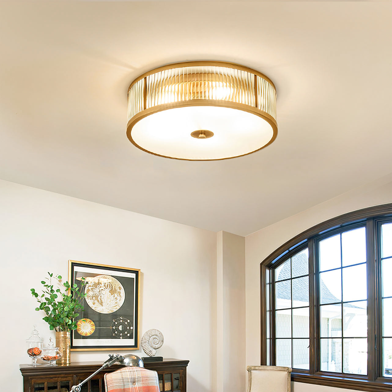 Veleriella Brass Glass CeIling Lamp