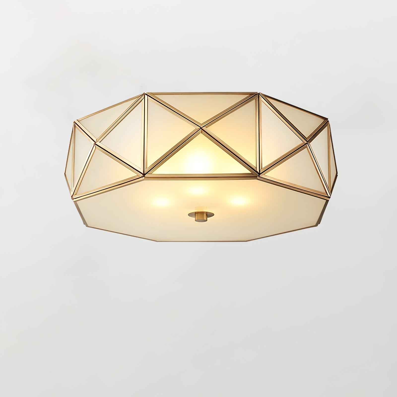 Celivise Geometric Shaped Brass Glass Flush Ceiling Light