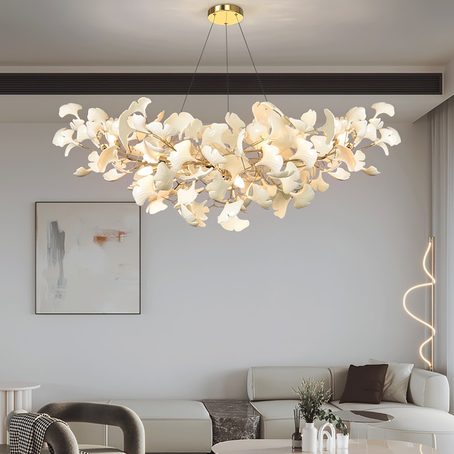 Olivia Luxury Chandelier Ceramics Living Room U Arc Shape - Neutral Decor