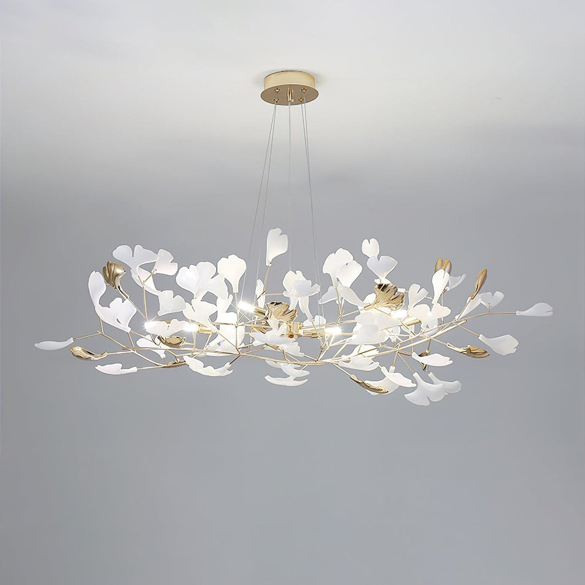 Eliinira Chandelier Gingko Ceramic Leaves Iron Frame