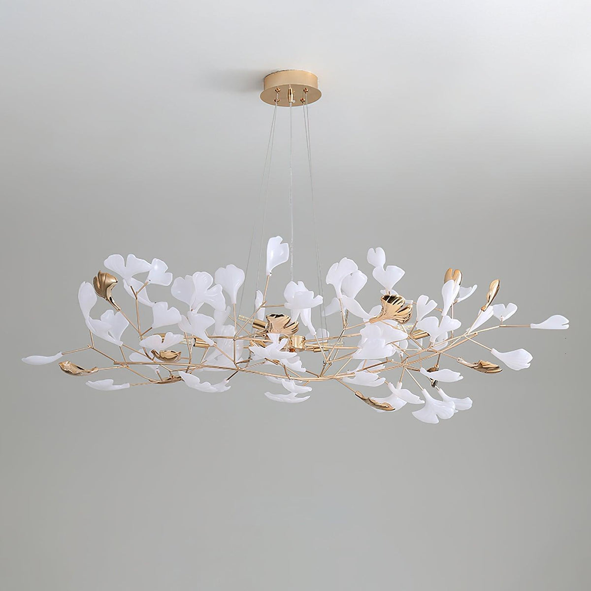 Eliinira Chandelier Gingko Ceramic Leaves Iron Frame