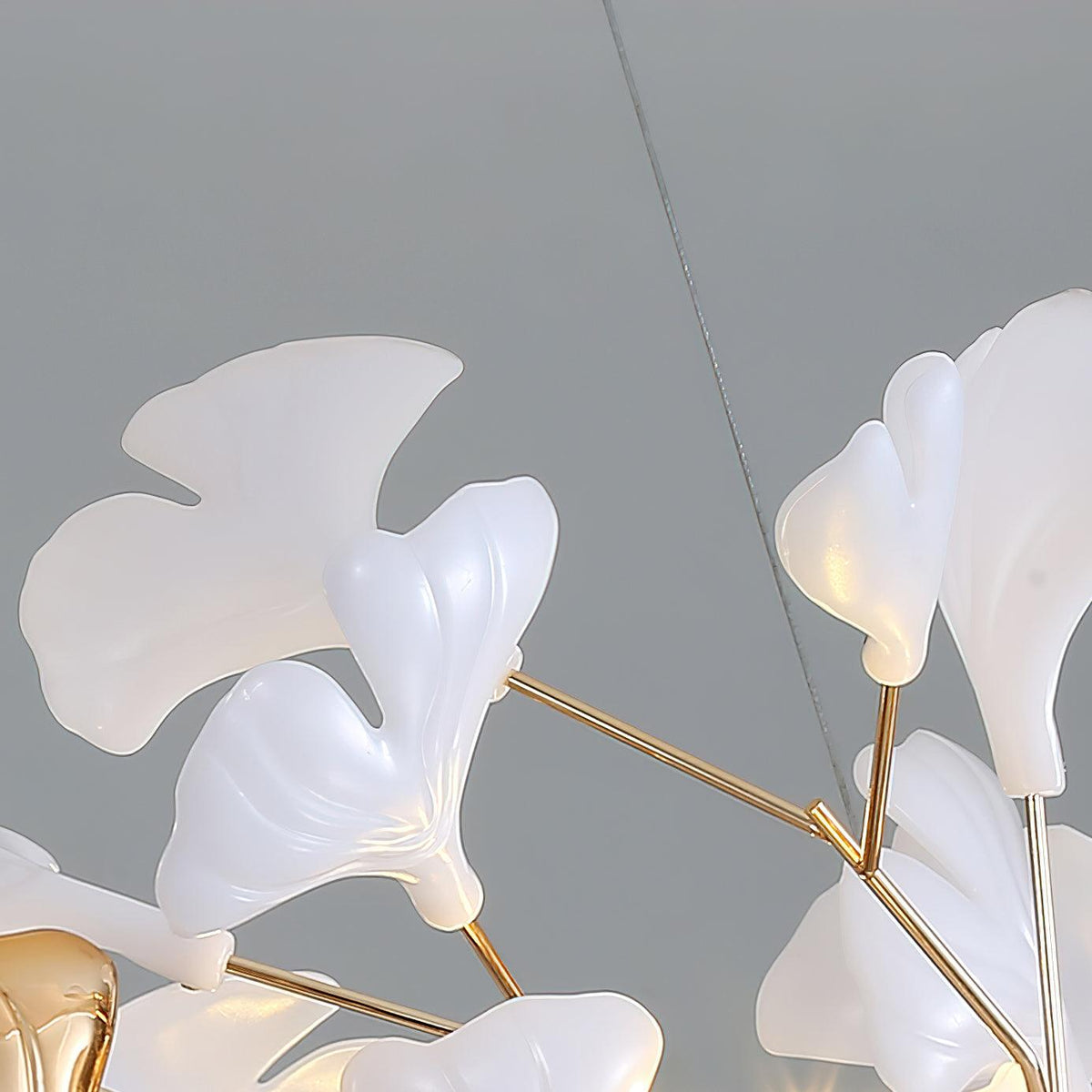 Eliinira Chandelier Gingko Ceramic Leaves Iron Frame