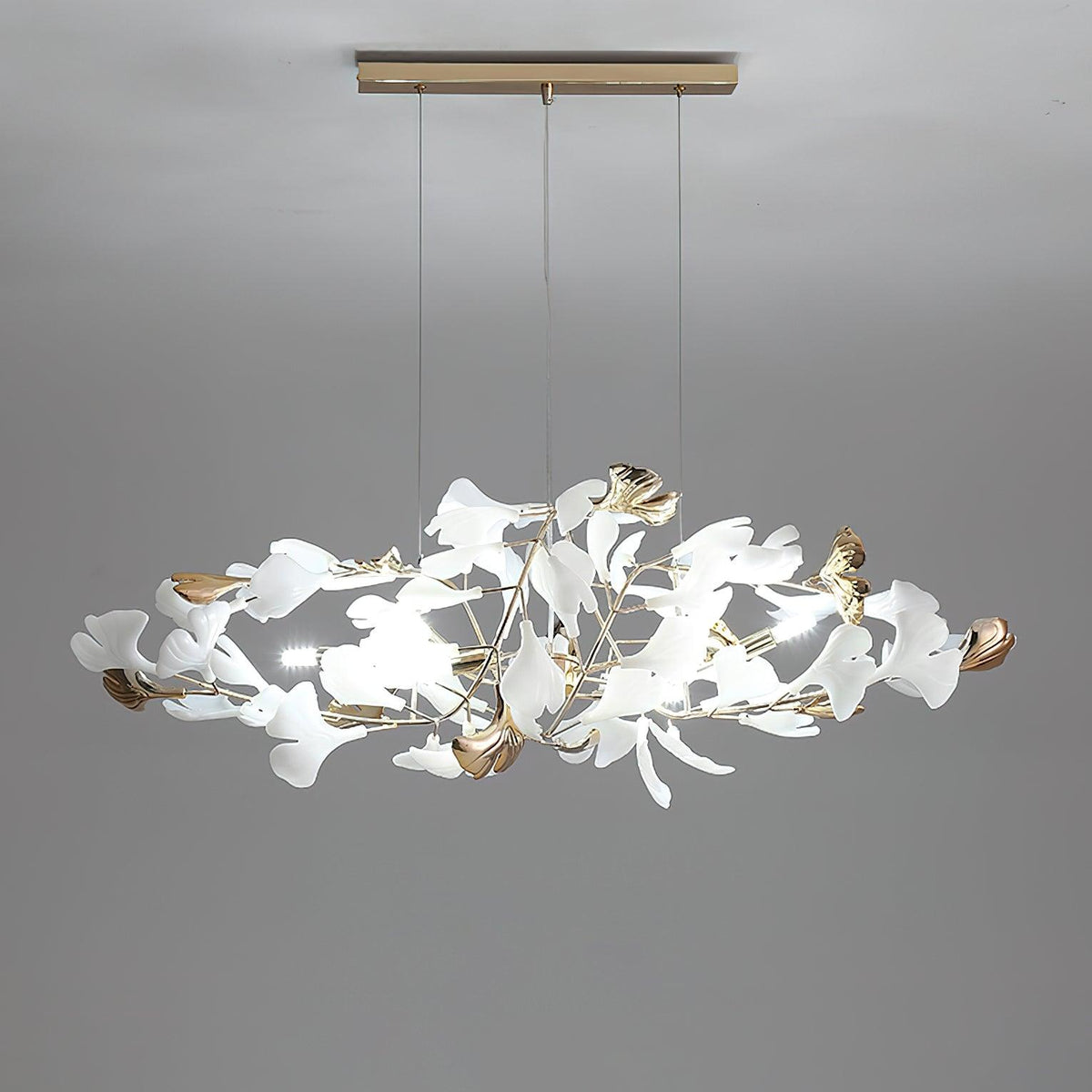 Quiven Chandelier Gingko Leaf Ceramic Gold Elegant