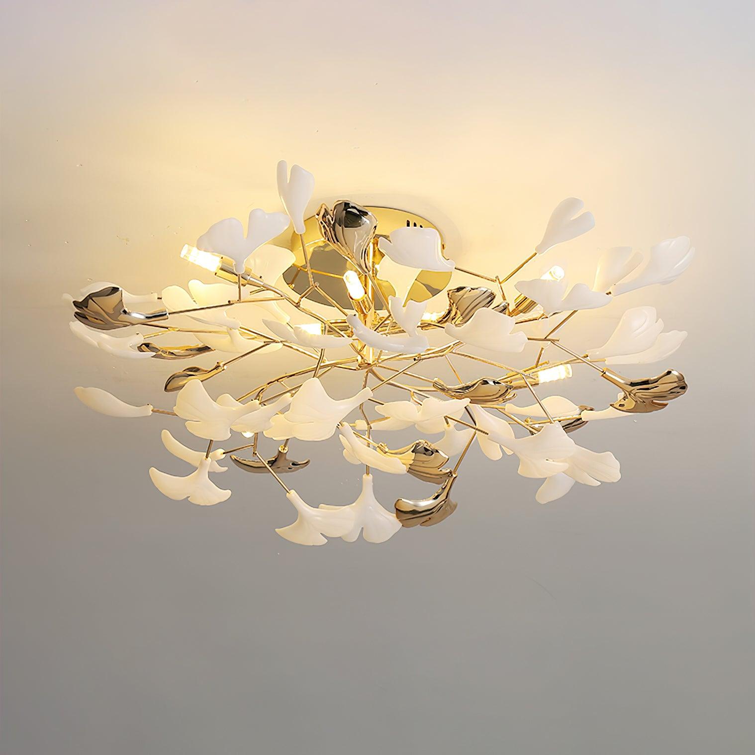 Artheel Premium Nordic Art Gingko Rotating Ceramics Ceiling Lamp