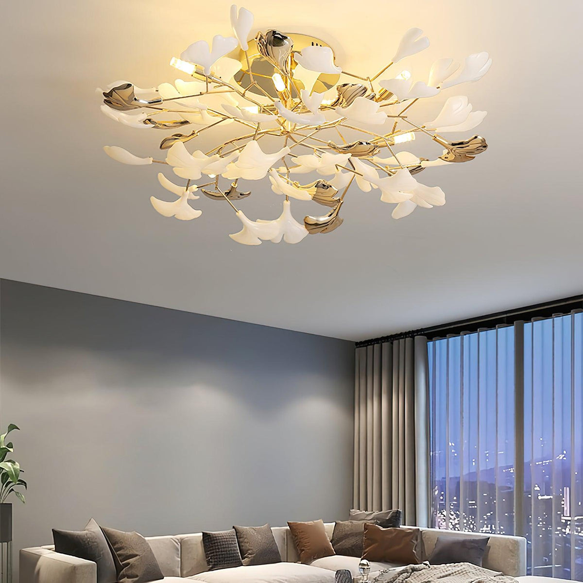 Artheel Premium Nordic Art Gingko Rotating Ceramics Ceiling Lamp