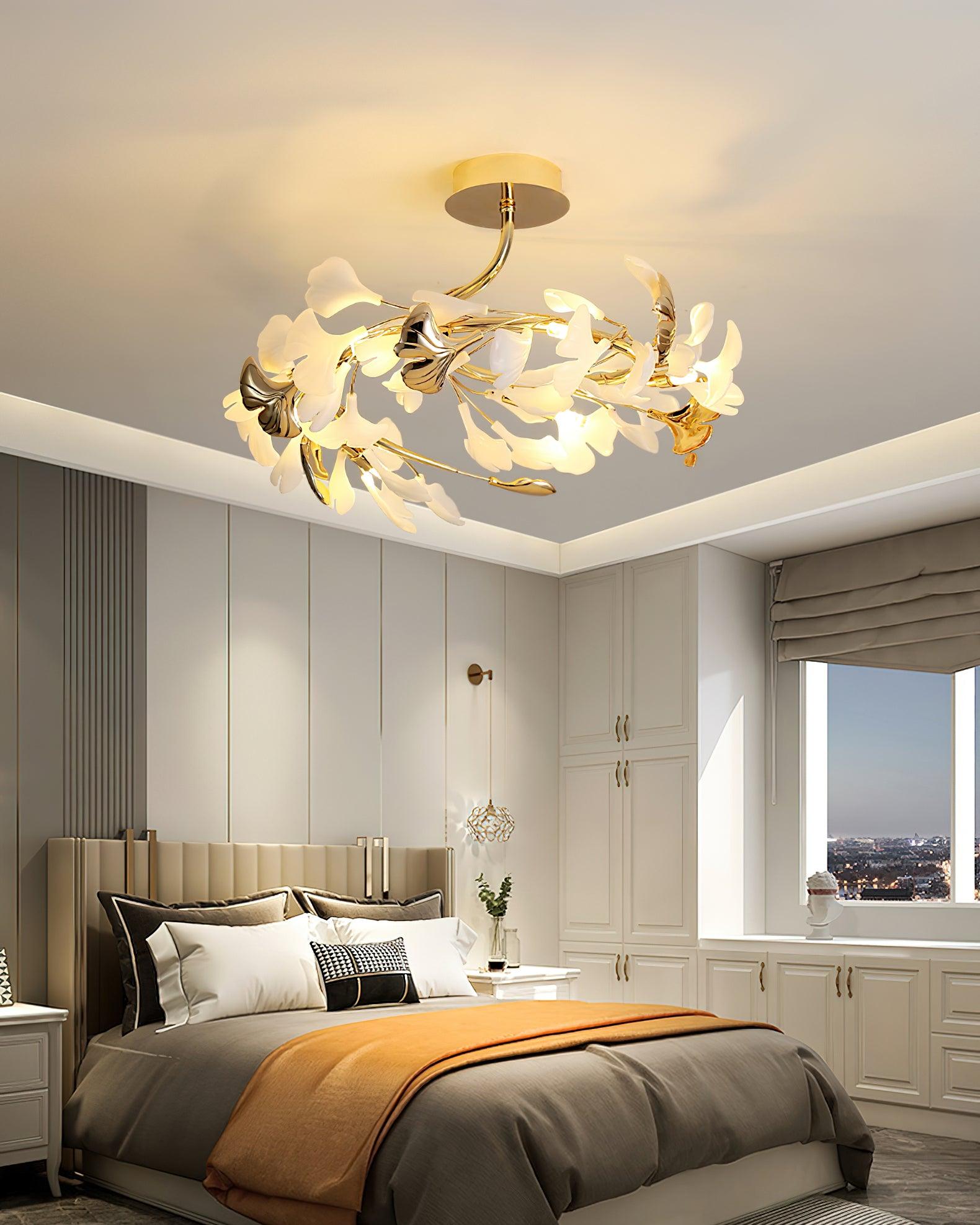 Artheel Premium Nordic Art Gingko Rotating Ceramics Ceiling Lamp