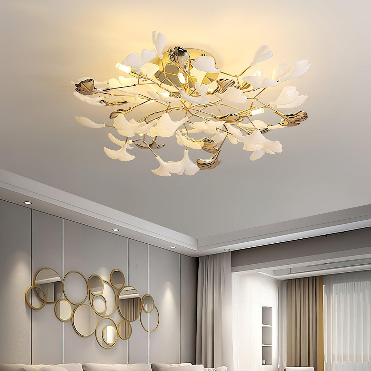 Artheel Premium Nordic Art Gingko Rotating Ceramics Ceiling Lamp
