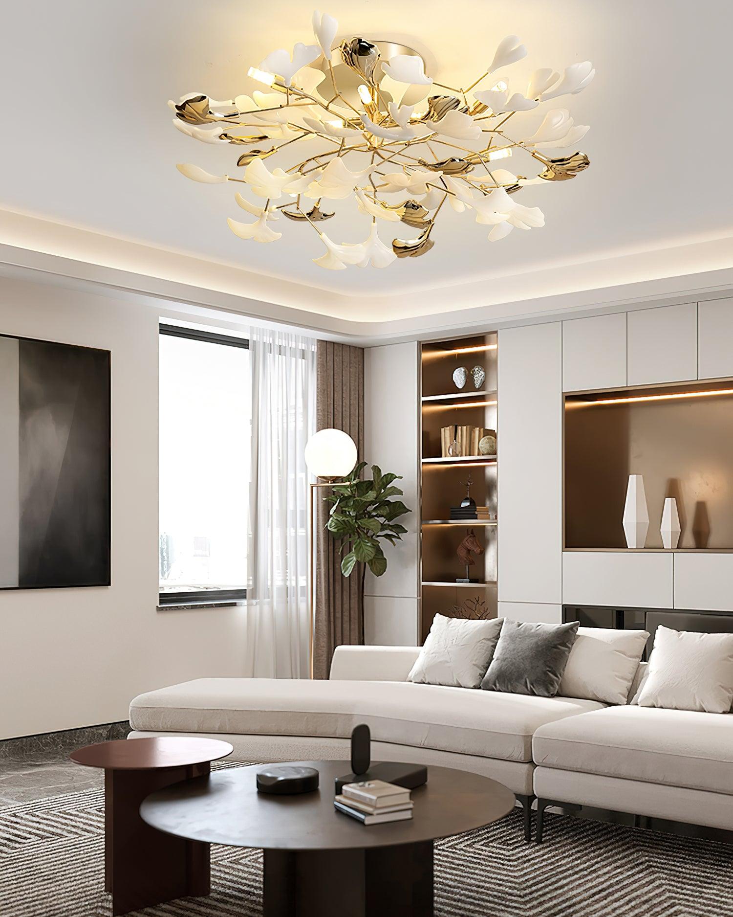 Artheel Premium Nordic Art Gingko Rotating Ceramics Ceiling Lamp