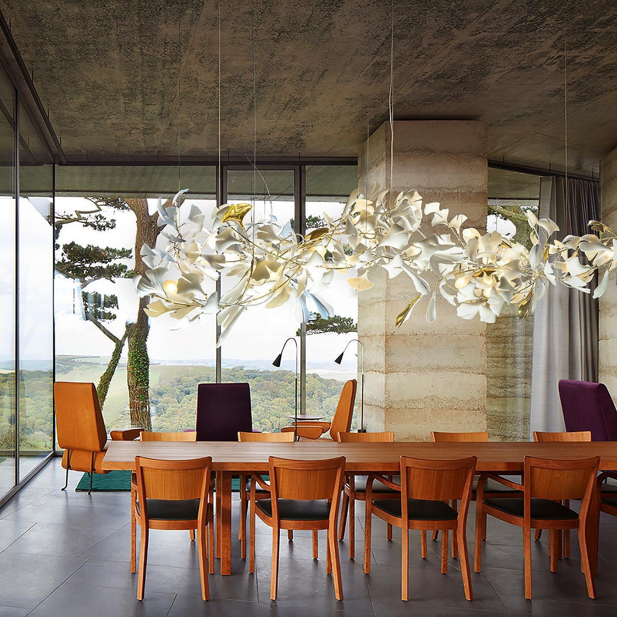 Ceroraine Chandelier Gingko A Porcelain LED Modern