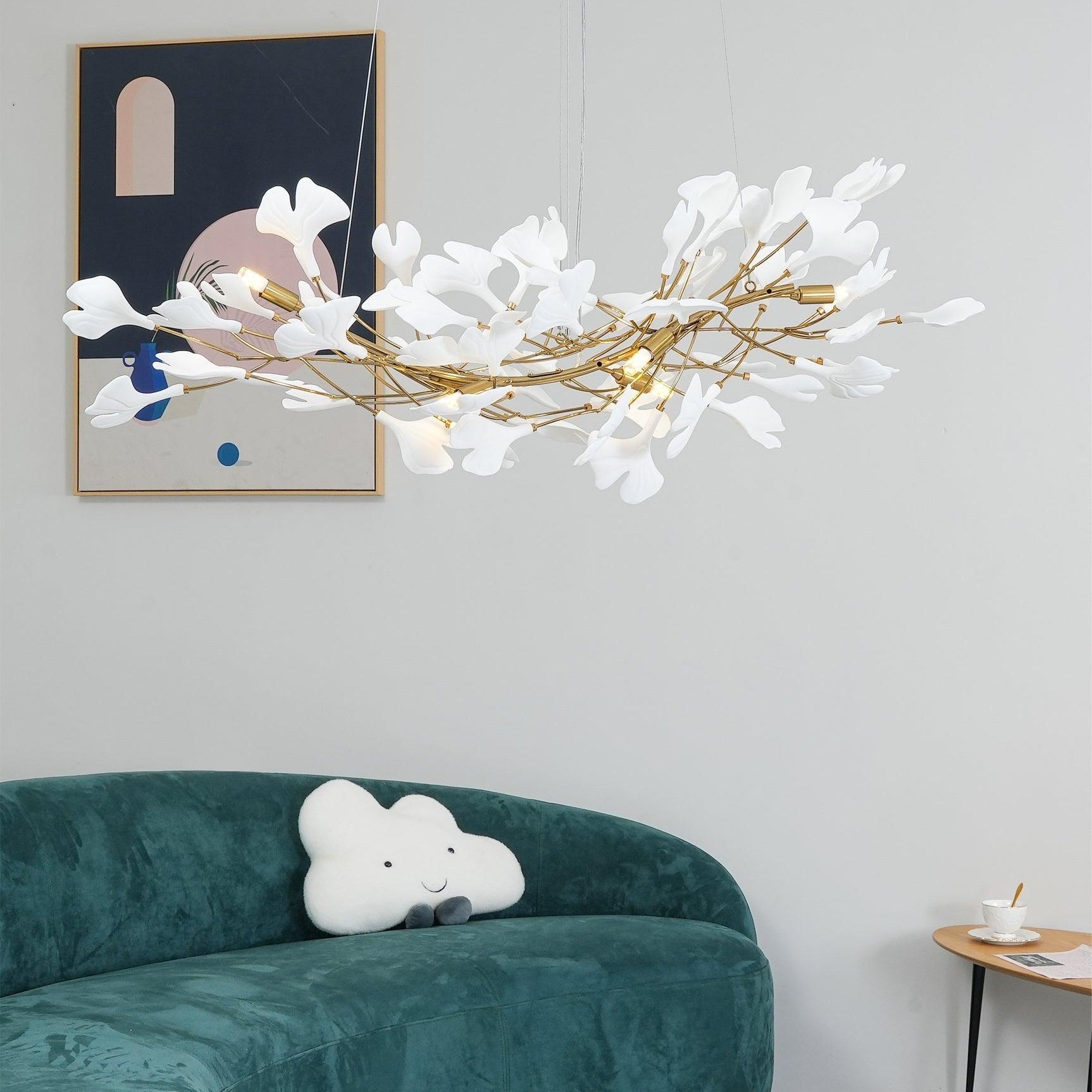 Olivia Ceramic Gingko Leaf Chandelier Smile -Shape - Neutral Decor