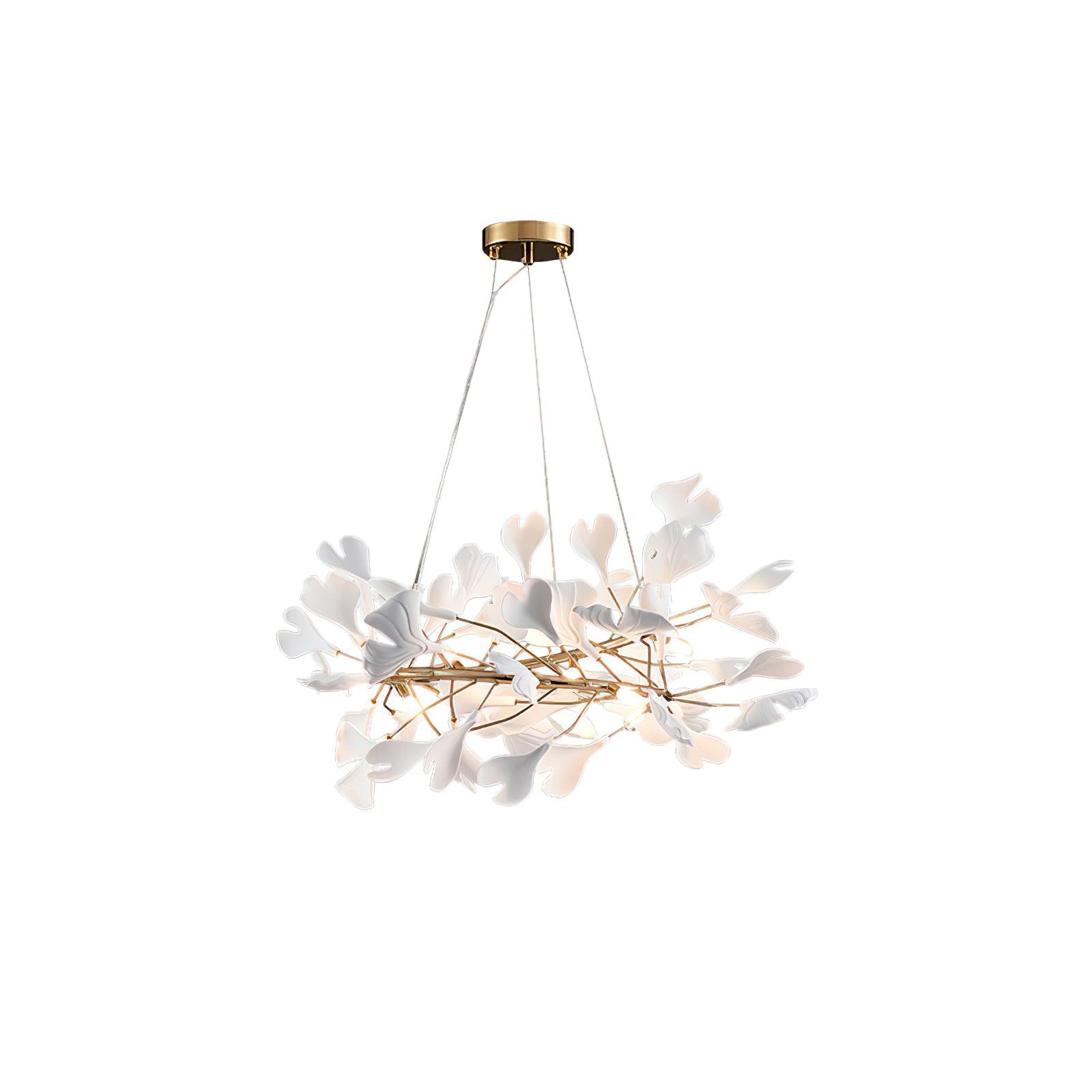 Umberis Pendant Lamp Gingko Porcelain Leaves Gold