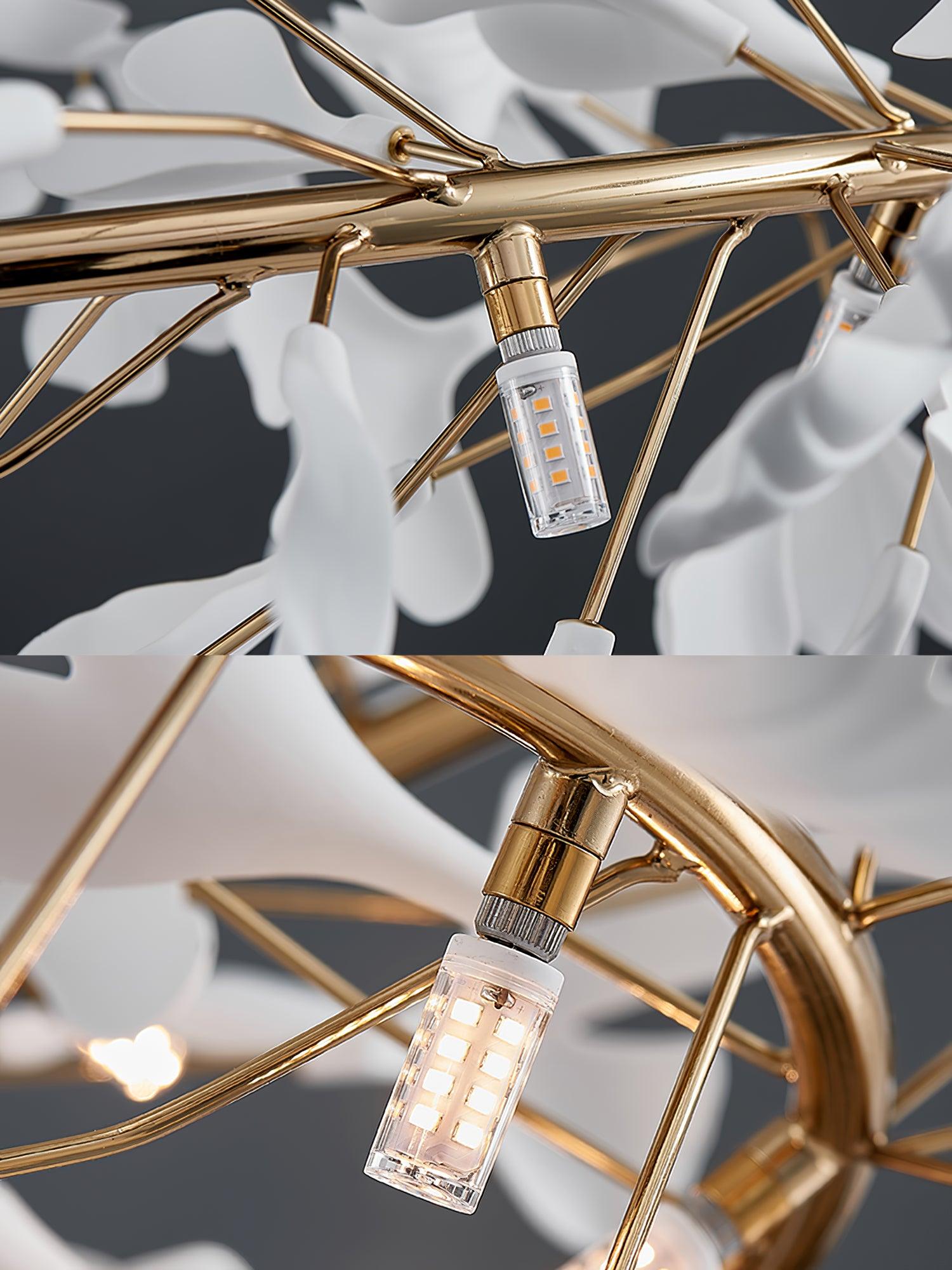 Umberis Pendant Lamp Gingko Porcelain Leaves Gold