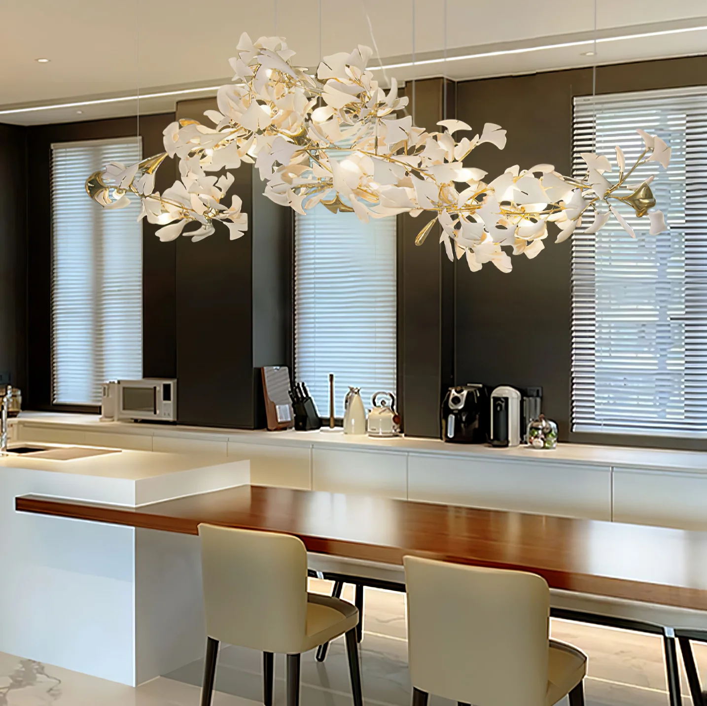 Viraaelle Leaves Combination Gingko Ceramics Chandeliers