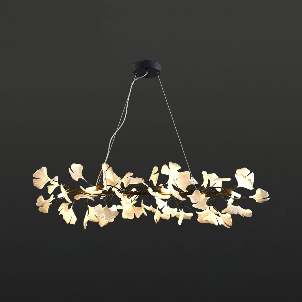 Rirove Pendant Lamp Gingko Ceramic Petals Gold