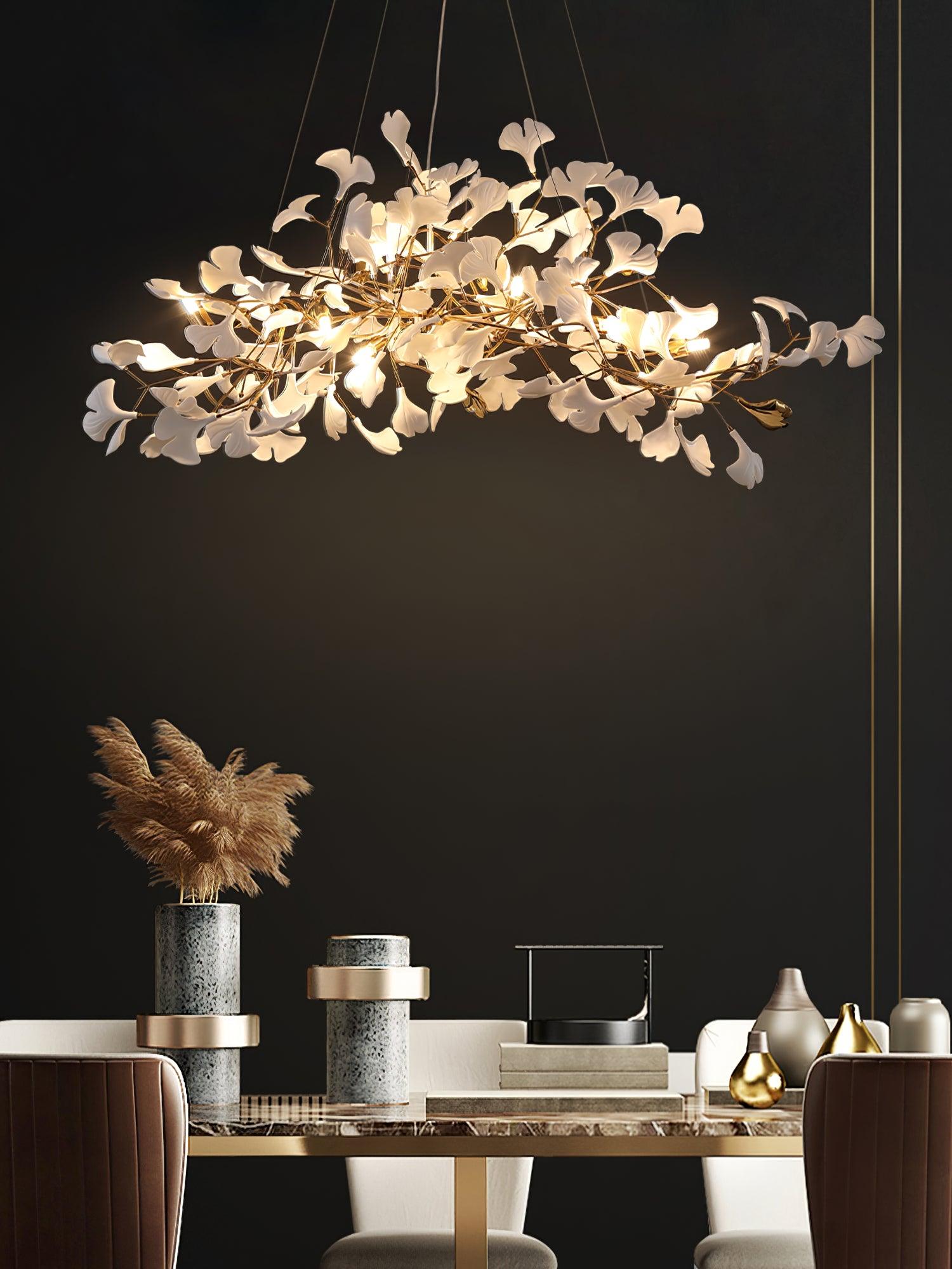 Oriiselle Chandelier Ceramic Gingko Petal Gold