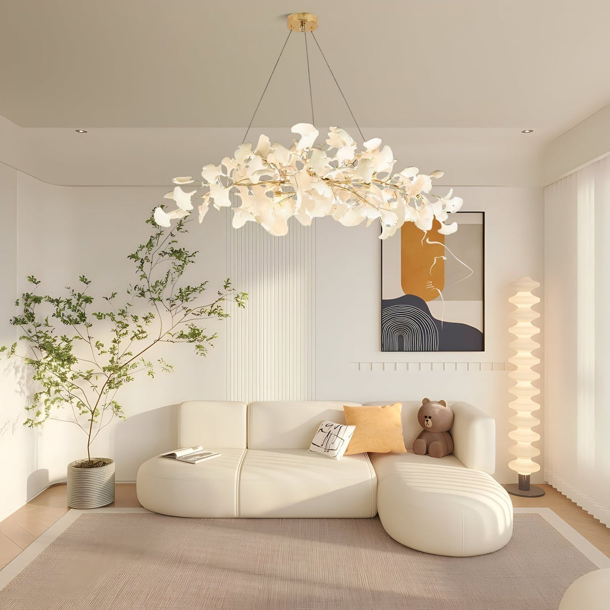 Oriiselle Chandelier Ceramic Gingko Petal Gold