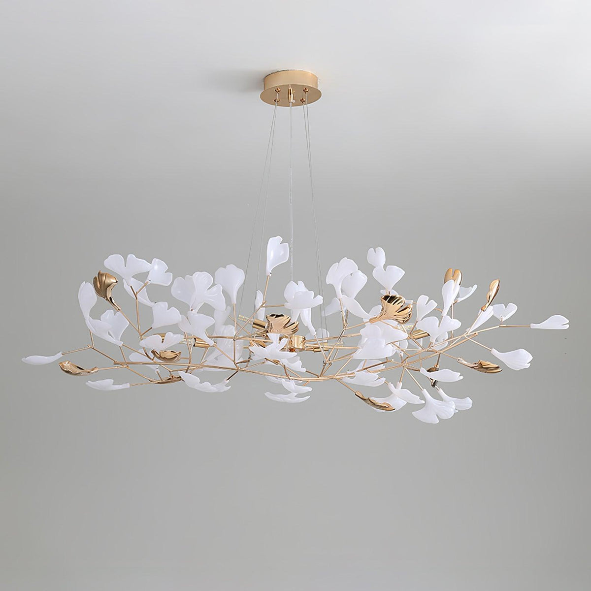 Eliinira Chandelier Gingko Ceramic Leaves Iron Frame