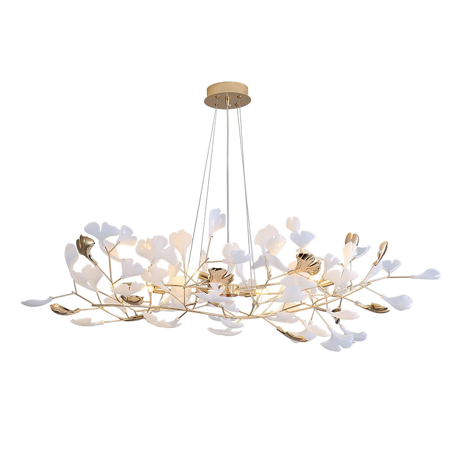 Eliinira Chandelier Gingko Ceramic Leaves Iron Frame