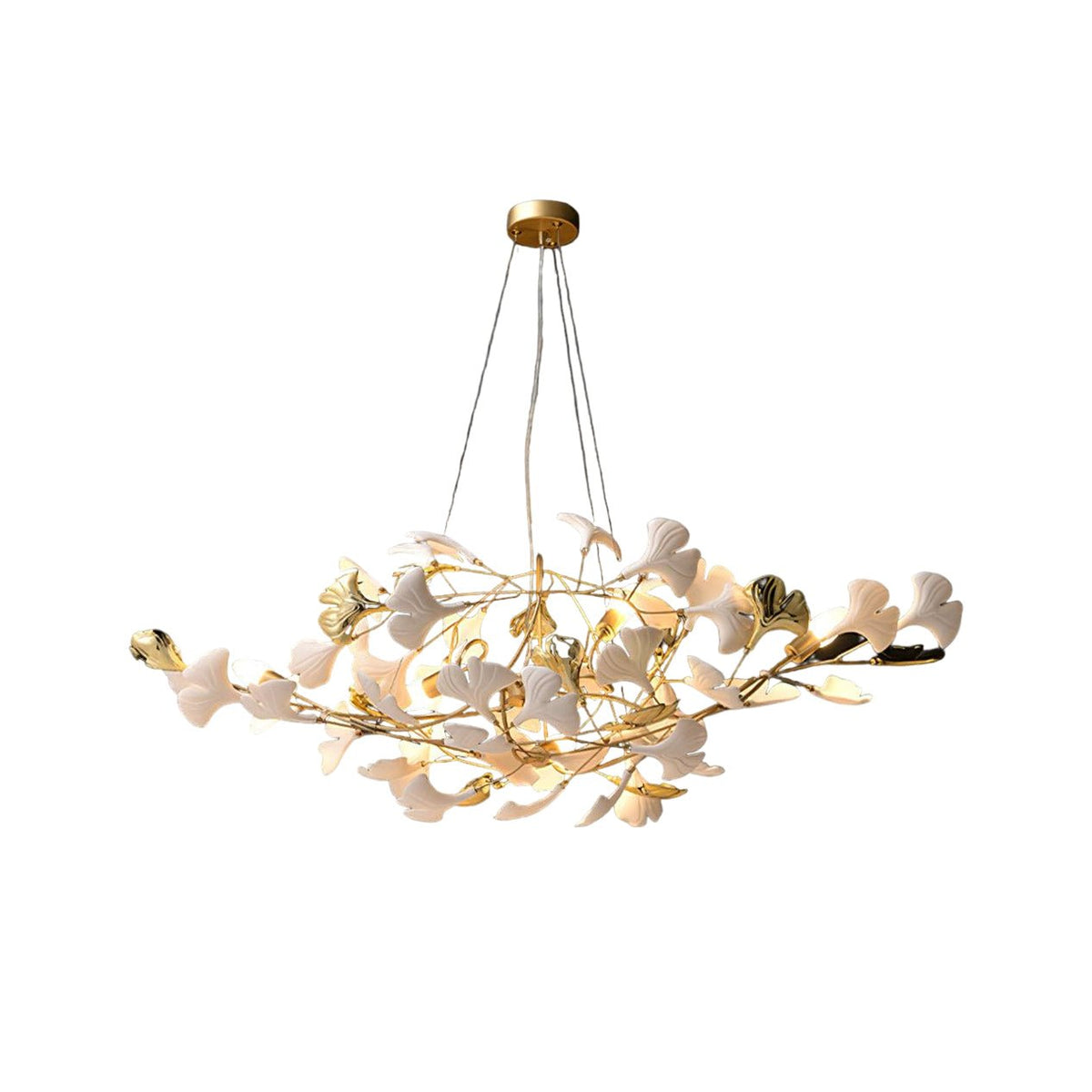 Veveno Chandelier Gingko S Ceramic Petals Brass