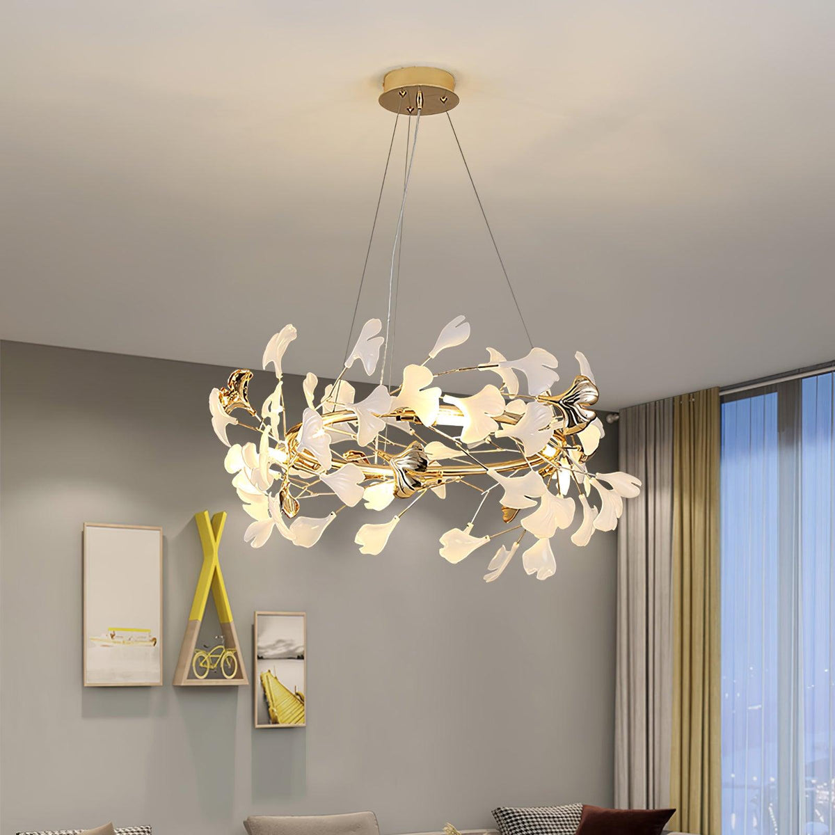 Vixu Postmodern Luxury Gingko Ceramics Chandelier