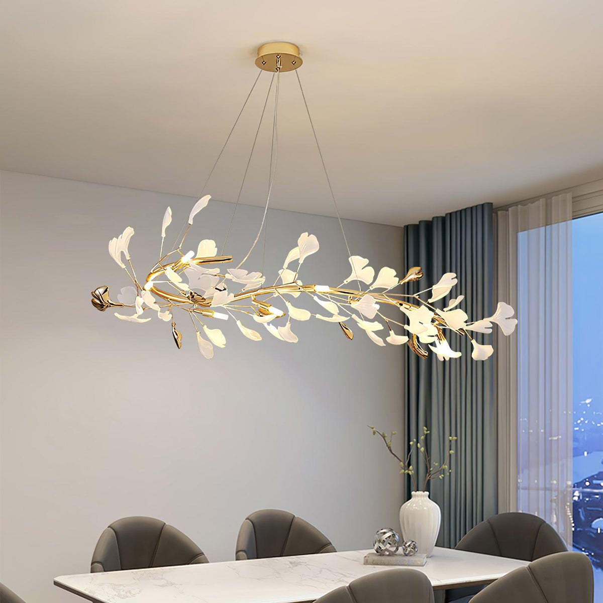 Vixu Postmodern Luxury Gingko Ceramics Chandelier